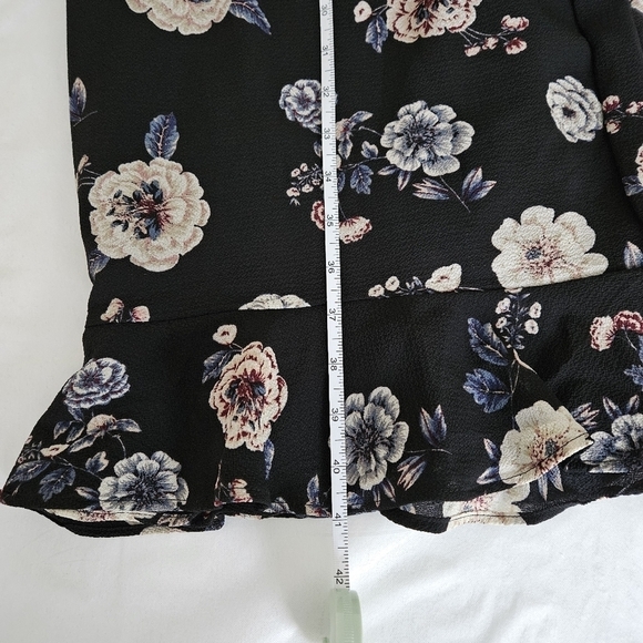 Aqua Curve Dress 2X Floral Smoked Waist LS Midi Ruffle Hem Lined V Neck USA Made - Picture 12 of 16